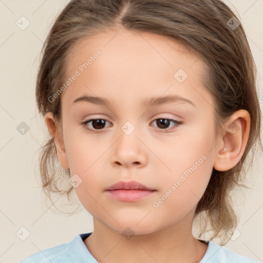 Neutral white child female with medium  brown hair and brown eyes