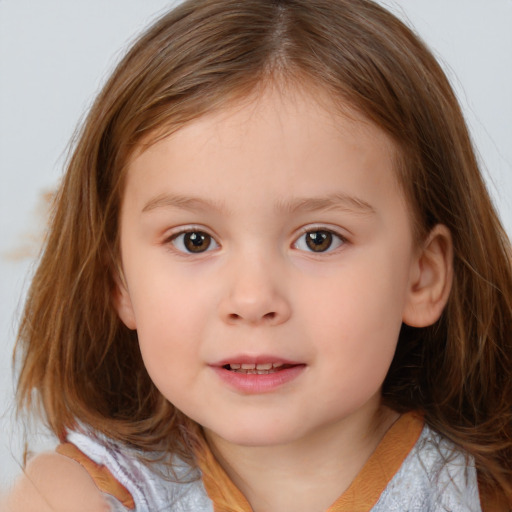 Neutral white child female with medium  brown hair and brown eyes