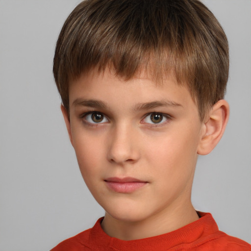 Neutral white child male with short  brown hair and brown eyes