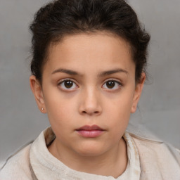 Neutral white child female with short  brown hair and brown eyes