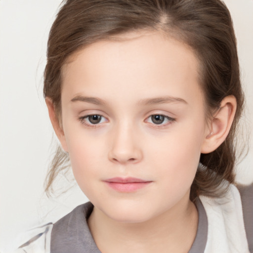 Neutral white child female with medium  brown hair and brown eyes