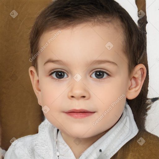 Neutral white child female with short  brown hair and brown eyes