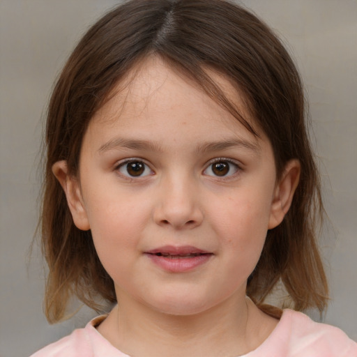 Neutral white child female with medium  brown hair and brown eyes