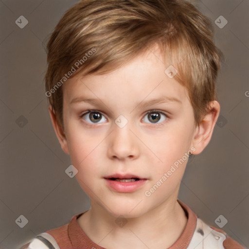 Neutral white child male with short  brown hair and brown eyes