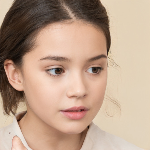 Neutral white child female with medium  brown hair and brown eyes