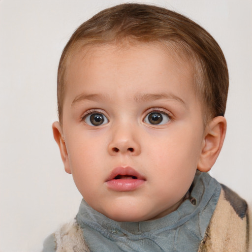 Neutral white child female with short  brown hair and brown eyes