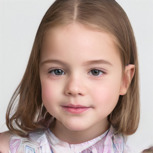 Neutral white child female with medium  brown hair and brown eyes