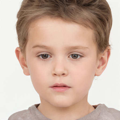 Neutral white child male with short  brown hair and brown eyes