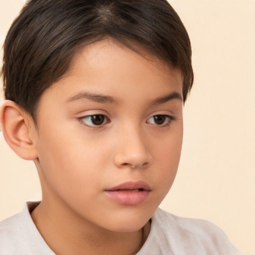 Neutral white child female with short  brown hair and brown eyes