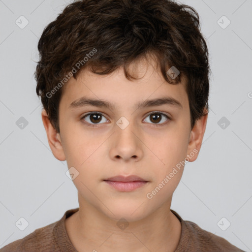 Neutral white child male with short  brown hair and brown eyes