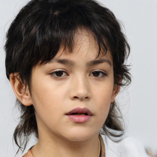 Neutral white child female with medium  brown hair and brown eyes