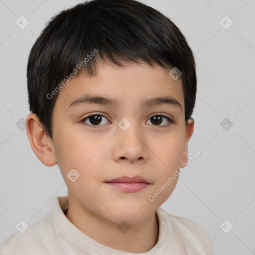 Neutral white child male with short  brown hair and brown eyes