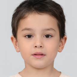 Neutral white child male with short  brown hair and brown eyes