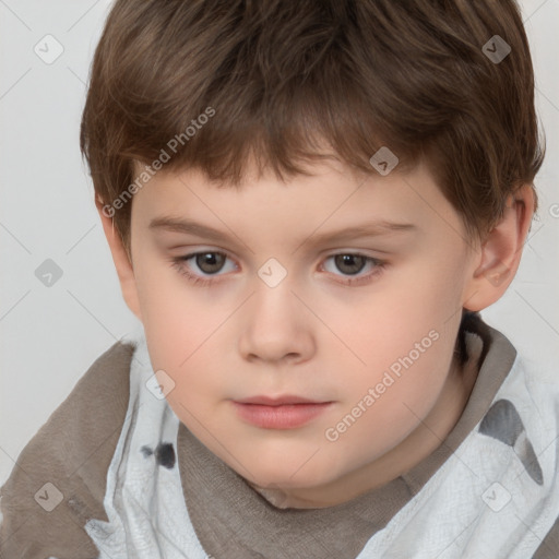 Neutral white child male with short  brown hair and brown eyes