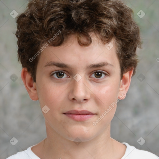 Neutral white child male with short  brown hair and brown eyes