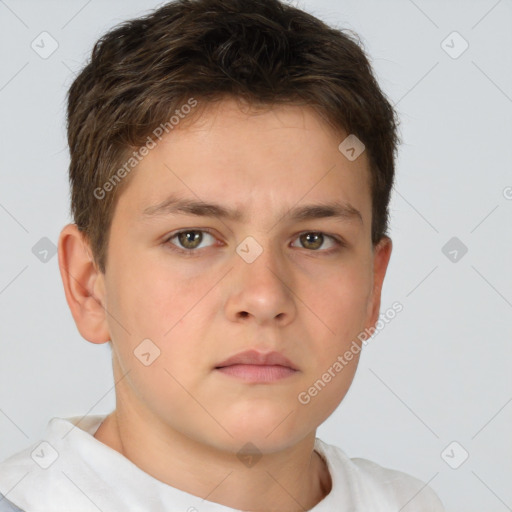 Neutral white child male with short  brown hair and brown eyes