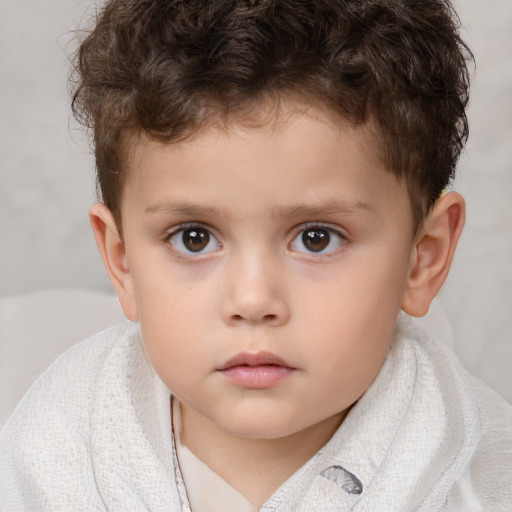 Neutral white child male with short  brown hair and brown eyes