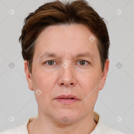 Neutral white adult male with short  brown hair and brown eyes