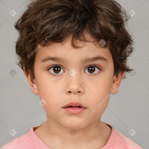 Neutral white child male with short  brown hair and brown eyes