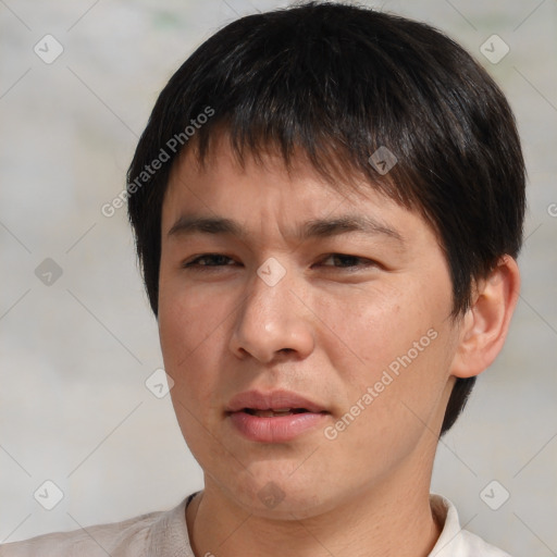 Neutral white adult male with short  brown hair and brown eyes