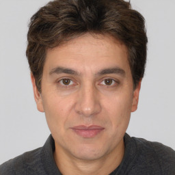 Neutral white adult male with short  brown hair and brown eyes