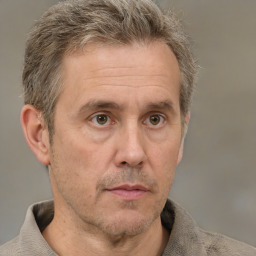 Neutral white adult male with short  brown hair and brown eyes