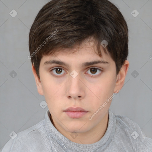 Neutral white child male with short  brown hair and brown eyes