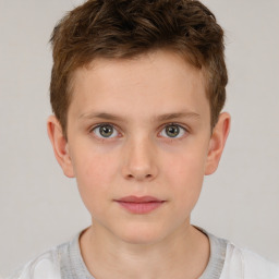 Neutral white child male with short  brown hair and brown eyes