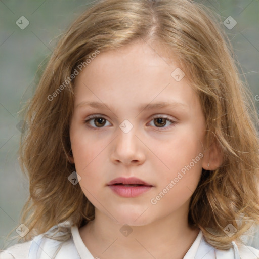 Neutral white child female with medium  brown hair and brown eyes