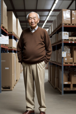 Chinese elderly male with  brown hair