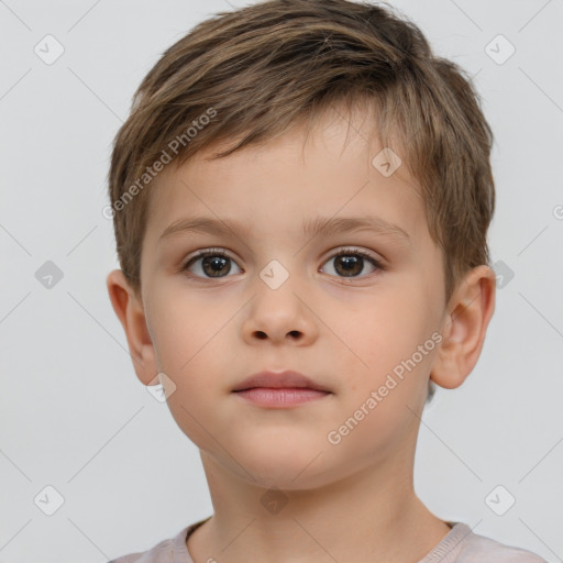 Neutral white child male with short  brown hair and brown eyes