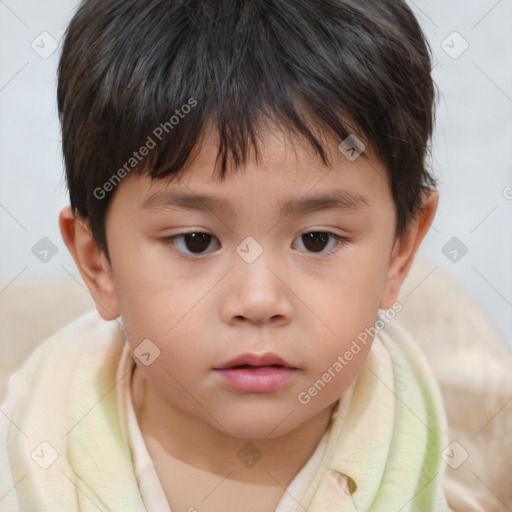 Neutral white child female with short  brown hair and brown eyes