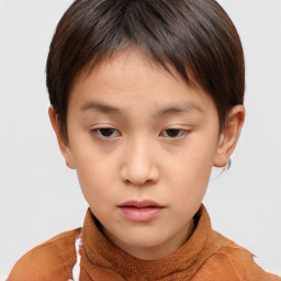 Neutral white child female with short  brown hair and brown eyes