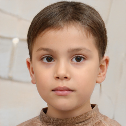 Neutral white child male with short  brown hair and brown eyes