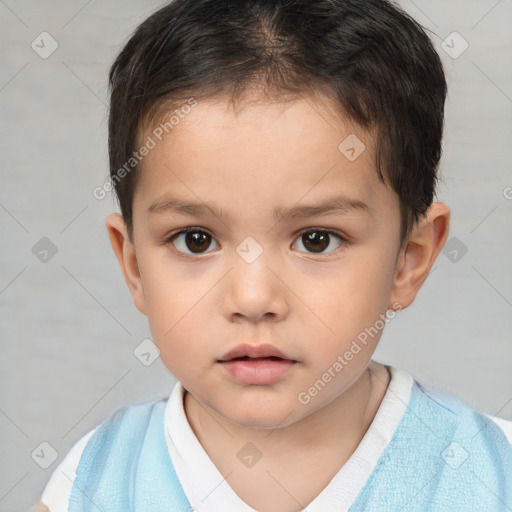 Neutral white child male with short  brown hair and brown eyes