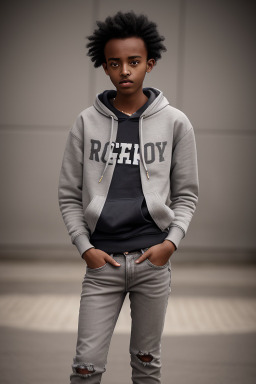 Ethiopian teenager non-binary with  gray hair