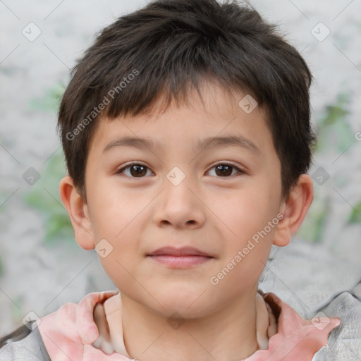 Neutral white child male with short  brown hair and brown eyes