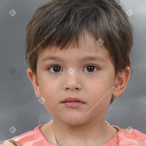 Neutral white child male with short  brown hair and brown eyes