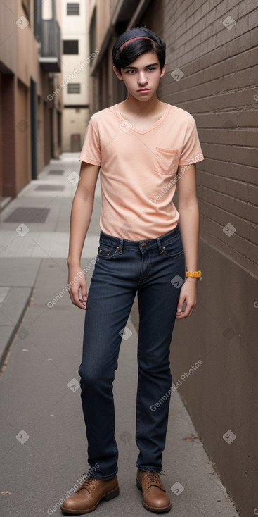 Teenager male with  black hair