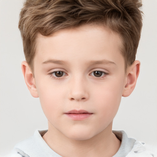 Neutral white child male with short  brown hair and brown eyes