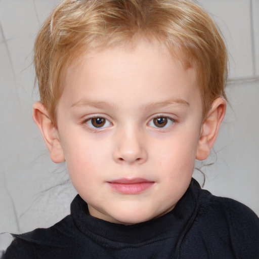 Neutral white child male with short  brown hair and brown eyes