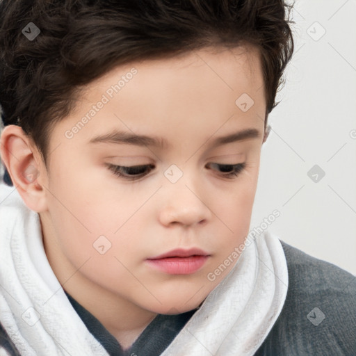 Neutral white child female with short  brown hair and brown eyes