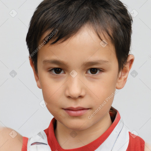 Neutral white child female with short  brown hair and brown eyes