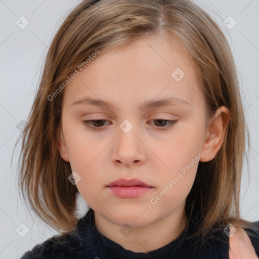 Neutral white child female with medium  brown hair and brown eyes