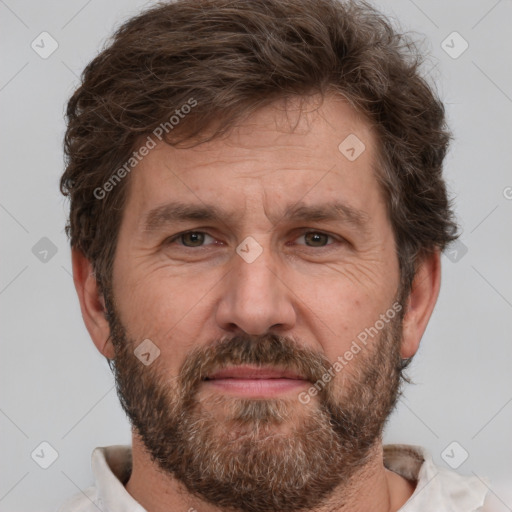 Neutral white adult male with short  brown hair and brown eyes