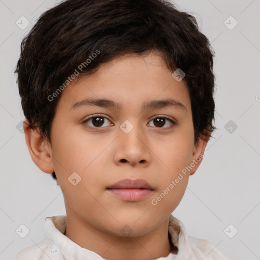 Neutral white child female with short  brown hair and brown eyes