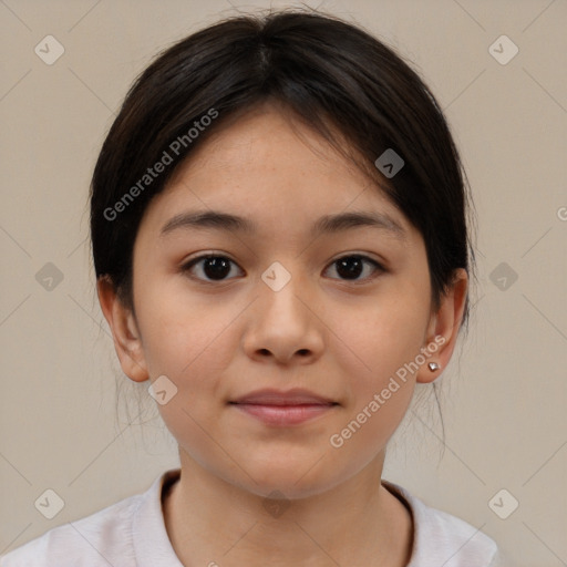 Neutral white child female with medium  brown hair and brown eyes