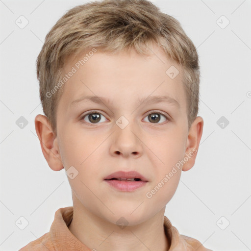 Neutral white child male with short  brown hair and brown eyes