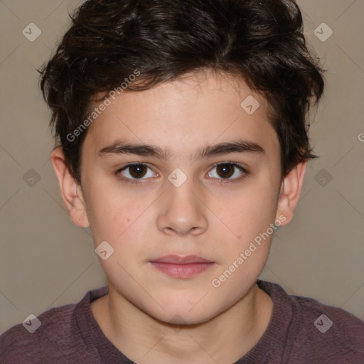 Neutral white child male with short  brown hair and brown eyes