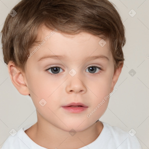 Neutral white child male with short  brown hair and brown eyes